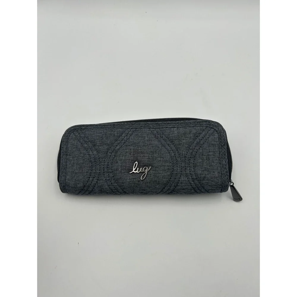 Lug Tendu Zip Around Quilted Wallet‎ Heather Charcoal Grey Card Organizer